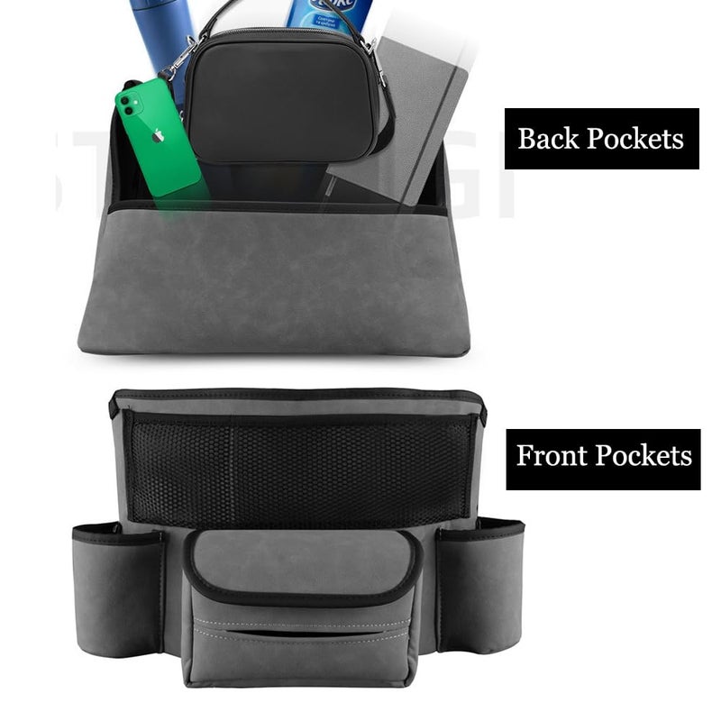 OtpOutopa Car Organizer, Blue, Rectangular, 2 Compartments, Faux Leather, Portable, Car Seat Storage Organizer, CADDY, Hanging Mount, Car Organization - Image 4