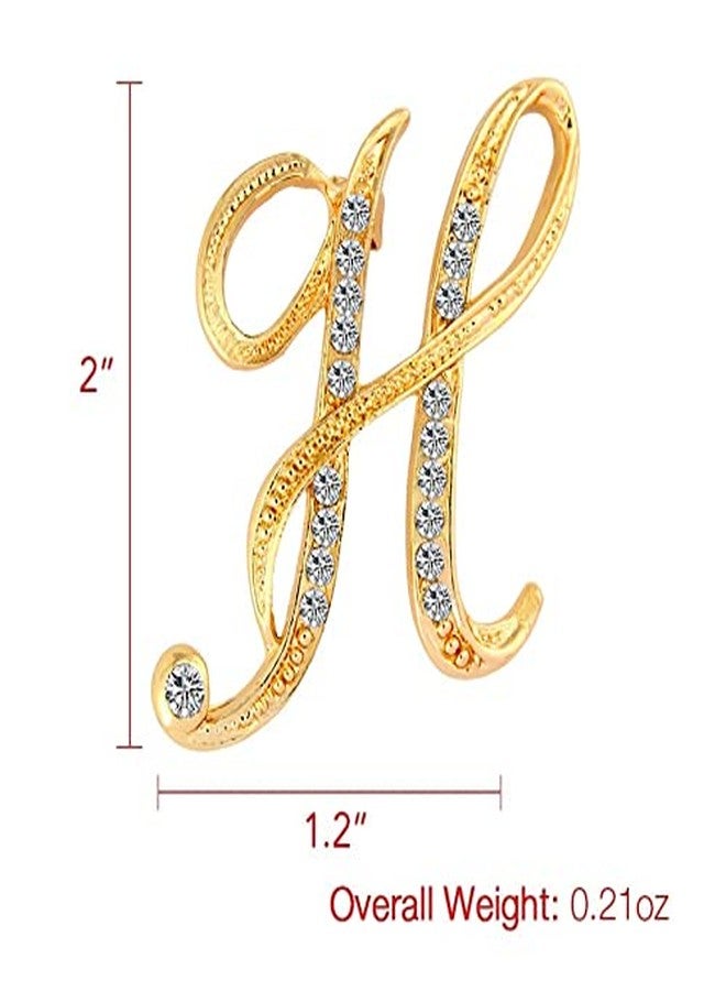 DSADKI A-Z Initial Pins 26 Letters Pins Gold Plated Metal Brooches - Clear Crystal Rhinestone Brooch Breastpin for Women, Alloy Steel, rhinestone - Image 2