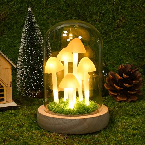 QUELIEN Mushroom LampMothers Day Mom Gifts for MomLight Up Mushroom in Glass DomeBirthday Party DecorationsIdeal Birthday Gift Valentines Gift - Image 1