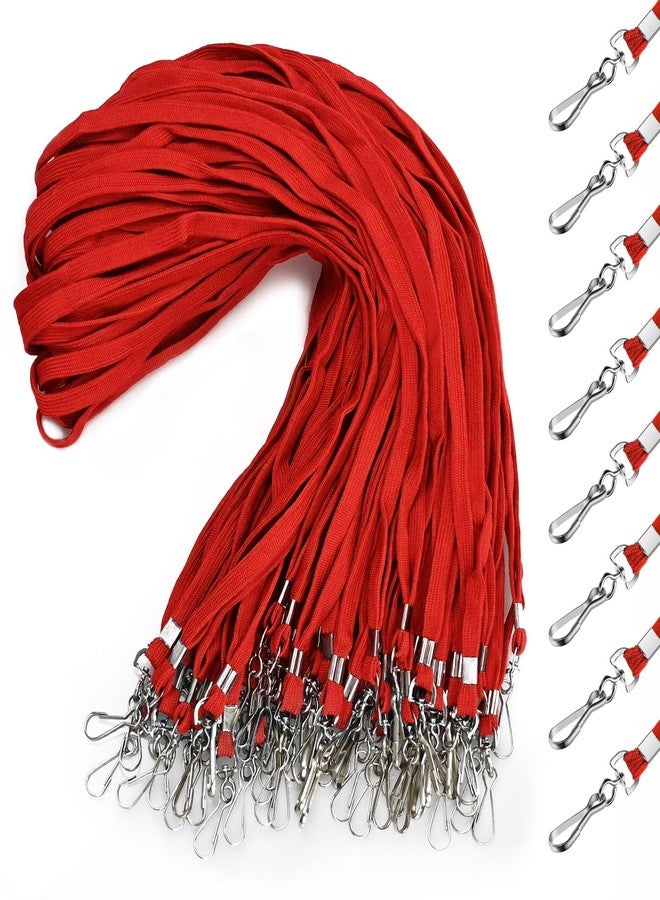 koorito 50 Pcs Badge Lanyards Flat Lanyards for ID Badges Bulk lanyard with Swivel J Hook Clip for Office Worker, Student, Teacher (Red) - Image 1