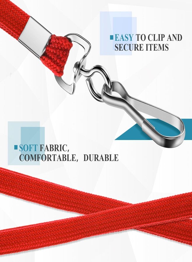 koorito 50 Pcs Badge Lanyards Flat Lanyards for ID Badges Bulk lanyard with Swivel J Hook Clip for Office Worker, Student, Teacher (Red) - Image 4