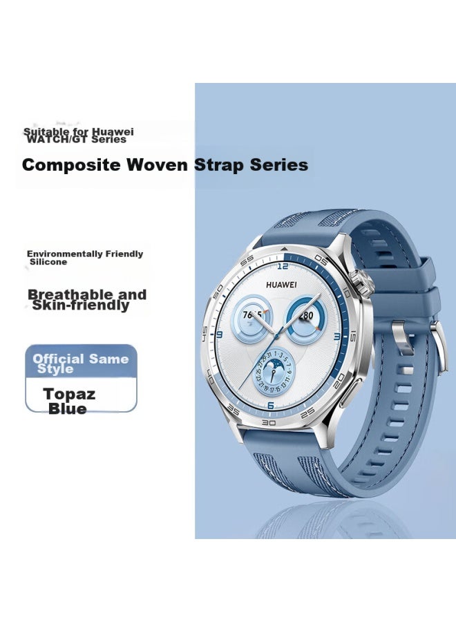 Watchbond Compatible With Huawei Watch Gt5 Strap, Gt5 Pro Official Style, Topaz Blue Gt4 Nylon Silicone Smart Gt3 Sports Watch4 Pro Men's 46mm Waterproof Sweat-resistant Watchband - Image 1