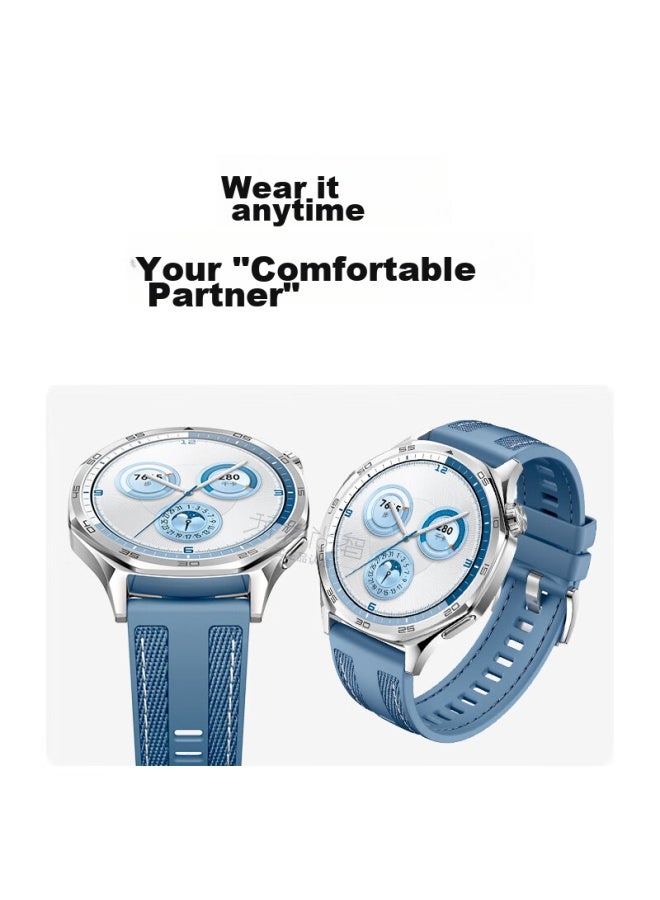Watchbond Compatible With Huawei Watch Gt5 Strap, Gt5 Pro Official Style, Topaz Blue Gt4 Nylon Silicone Smart Gt3 Sports Watch4 Pro Men's 46mm Waterproof Sweat-resistant Watchband - Image 3