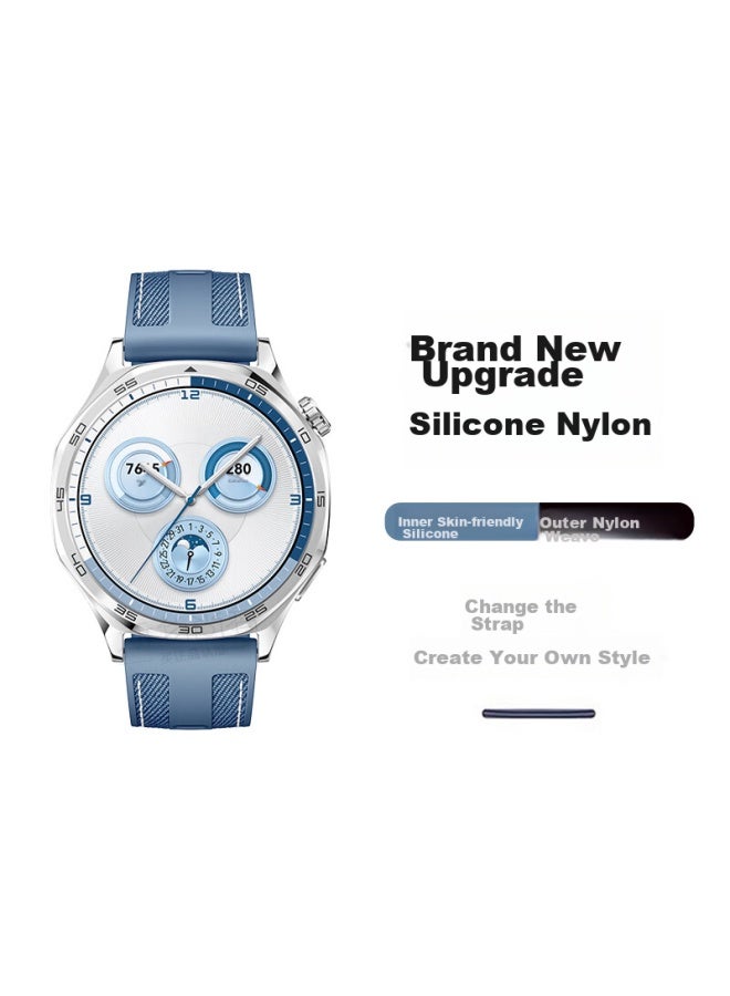 Watchbond Compatible With Huawei Watch Gt5 Strap, Gt5 Pro Official Style, Topaz Blue Gt4 Nylon Silicone Smart Gt3 Sports Watch4 Pro Men's 46mm Waterproof Sweat-resistant Watchband - Image 2