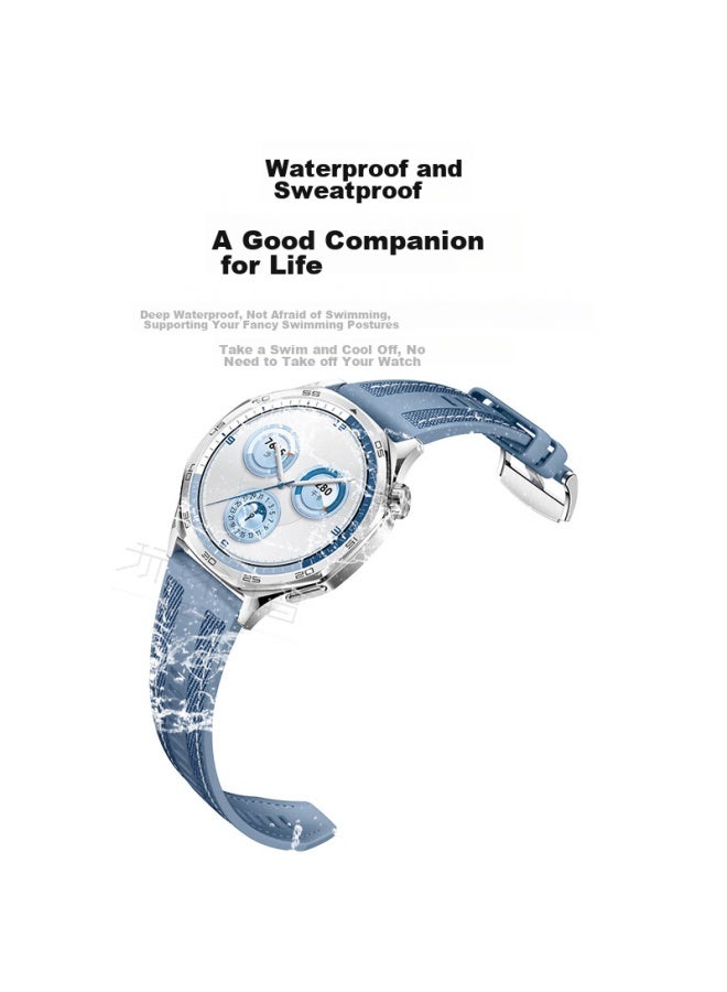 Watchbond Compatible With Huawei Watch Gt5 Strap, Gt5 Pro Official Style, Topaz Blue Gt4 Nylon Silicone Smart Gt3 Sports Watch4 Pro Men's 46mm Waterproof Sweat-resistant Watchband - Image 5