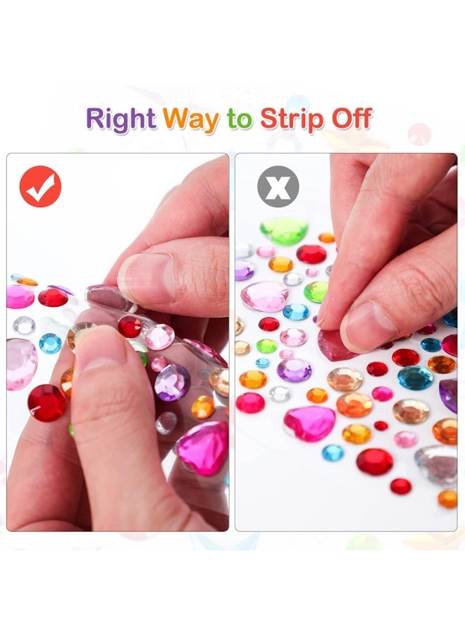 Self-Adhesive Rhinestone Stickers, Acrylic Gem Jewels for Crafts, 880 Pieces Assorted Shapes and Colors, DIY Diamond Decoration for Kids and Adults - Image 2