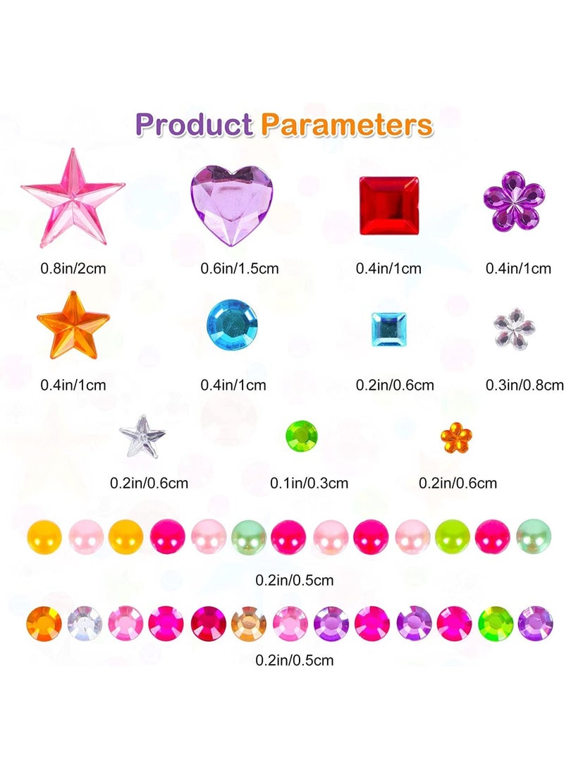 Self-Adhesive Rhinestone Stickers, Acrylic Gem Jewels for Crafts, 880 Pieces Assorted Shapes and Colors, DIY Diamond Decoration for Kids and Adults - Image 5