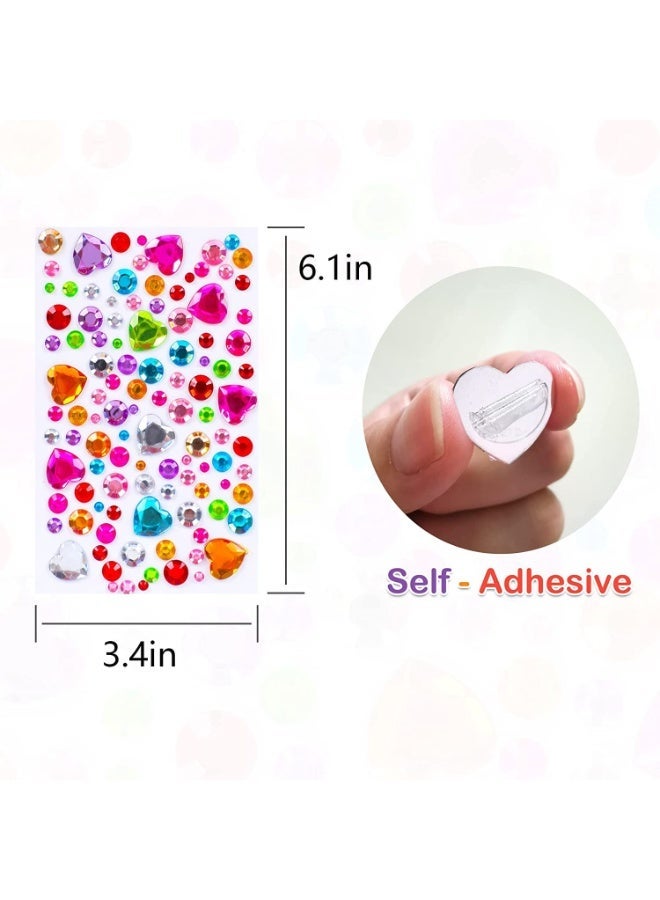 Self-Adhesive Rhinestone Stickers, Acrylic Gem Jewels for Crafts, 880 Pieces Assorted Shapes and Colors, DIY Diamond Decoration for Kids and Adults - Image 3