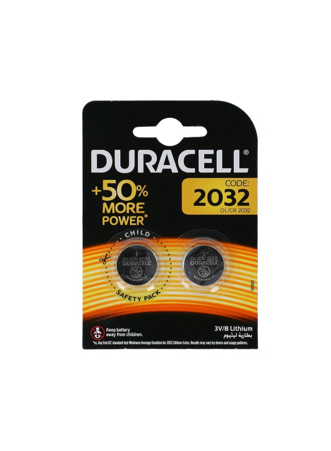 Duracell 2-Piece CR2032 Lithium Battery Coin Silver 5.2 x 0.5 x 10.6 cm 37247/37242 - Image 2