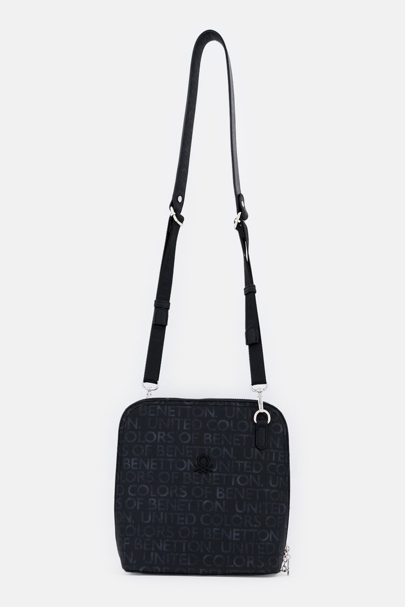UNITED COLORS OF BENETTON Women Brand Logo Cross Body Bag, Black  - Image 1
