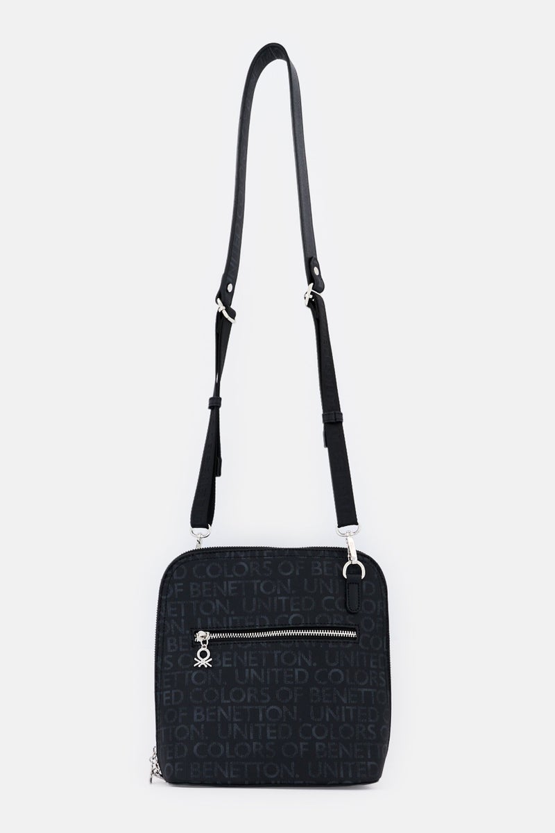 UNITED COLORS OF BENETTON Women Brand Logo Cross Body Bag, Black  - Image 2