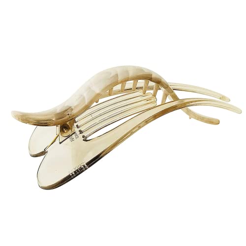 Parcelona French Pelican Ivory Cream Celluloid Acetate 5 Inch Salon Hinge Hair Claw Clip Slide in Secure Grip Clamp Clutcher for Fine and Long Hair - Image 1