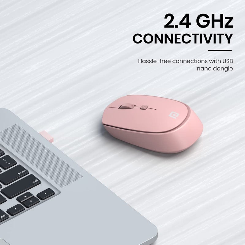 Portronics فأرة تواد 23 اللاسلكية الضوئية بتردد 2.4GHz، موصل USB نانو، توجيه ضوئي، عجلة نقر، DPI قابل للتعديل (وردي) - Image 4
