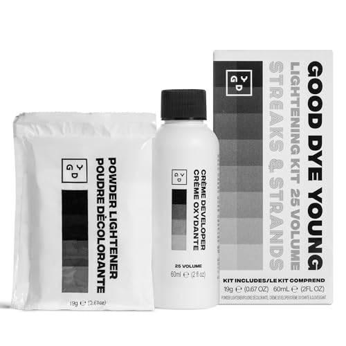 Good Dye Young Hair Lightener Kit Streaks and Strands with Dust Free Powder Lightener 25 Volume Developer Moisturizing Bleaching Kit Vegan Hair Bleach 2 oz - Image 1
