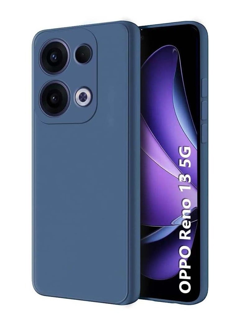 Case for Oppo Reno13 Liquid Gel Rubber Bumper Case with Soft Microfiber Lining Cushion Slim Hard Shell Shockproof Protective Cover for Reno 13 5G 2024 (Blue) - Image 1
