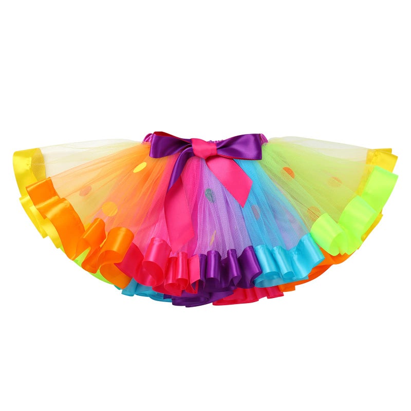 ODASDO Boho Rainbow Baby Girl 2nd Birthday Outfit Second Birthday Party Cake Smash Set Short Sleeve Romper Tutu Skirt Bowknot Headband Badge Sash 5pcs Set Rainbow Cloud 2T - Image 4