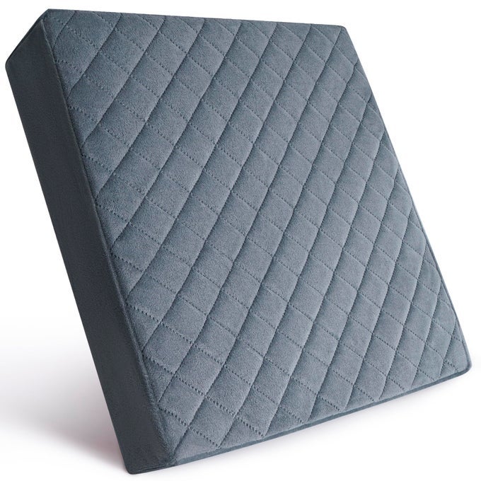 SOFT 18X18X3 MEMORY FOAM SEAT CUSHION FOR KITCHEN DINING OFFICE CHAIRS CAR SEATS WASHABLE VELVETY COVER WITH WATERPROOF LAYER NONSLIP BASE COMFORT BACK PAIN RELIEF GRAY