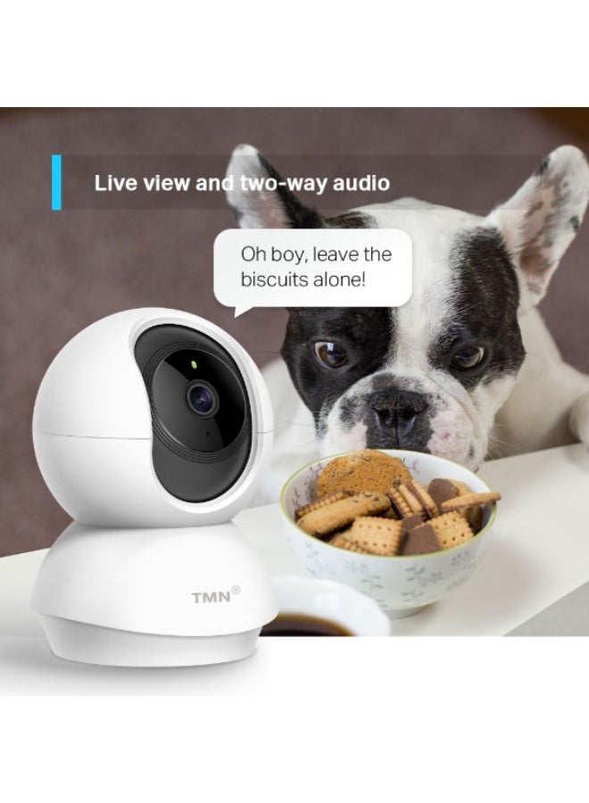 TNM 1080p Full HD Wi-Fi Indoor Security Camera | 360° Pan Tilt Baby Monitor Camera with Motion Tracking, Cry Detection, Night Vision, Two-Way Audio Camera, Remote App Control, Smart Home Camera Works with Alexa & Google Assistant -CCTV camera - Image 3
