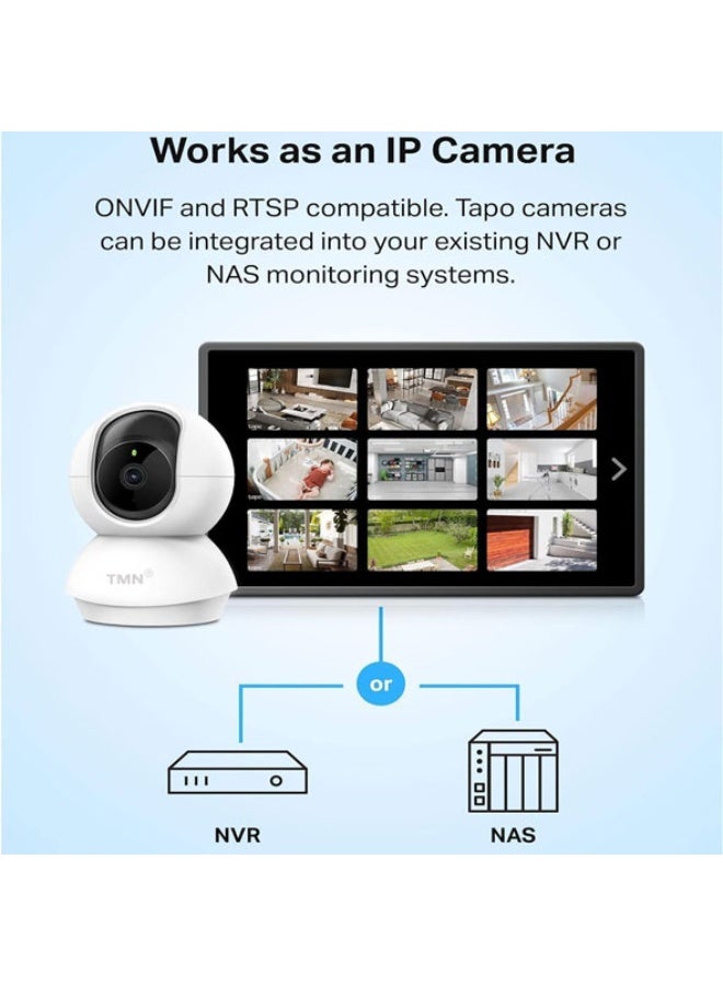 TNM 1080p Full HD Wi-Fi Indoor Security Camera | 360° Pan Tilt Baby Monitor Camera with Motion Tracking, Cry Detection, Night Vision, Two-Way Audio Camera, Remote App Control, Smart Home Camera Works with Alexa & Google Assistant -CCTV camera - Image 2
