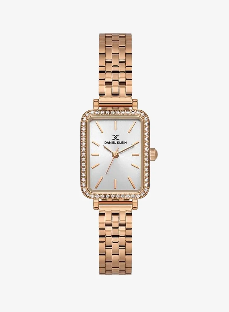 Daniel Klein Women's Stainless Steel Rose Gold Alloy Case Analog Rose Gold Square Sunray Dial Japanese Quartz Premium 30 Meters Water Resistant