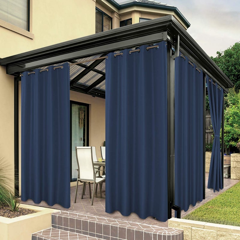 BONZER BONZER Outdoor Waterproof Curtains for Patio Privacy Grommet Sunlight Blocking Outside Curtains for Gazebo Porch Pergola Pavilion 1 Panel 54W x 84L inch Navy