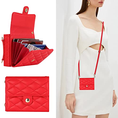 XIMAND for Samsung Galaxy Z Flip 7 Accordion Crossbody Wallet Case 4 Card Slots RFID Blocking and Adjustable Strap Stylish and Versatile AccessoryRed - Image 3