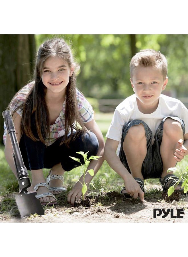 Pyle Heavy-Duty Compact Folding Utility Shovel - High-Carbon Steel w/ 3-Way Folding Design, Multi-Tool for Off Road, Camping, Gardening, Beach, Digging Dirt, etc. w/Carrying Pouch - PyleSport PHMDSH11 - Image 3
