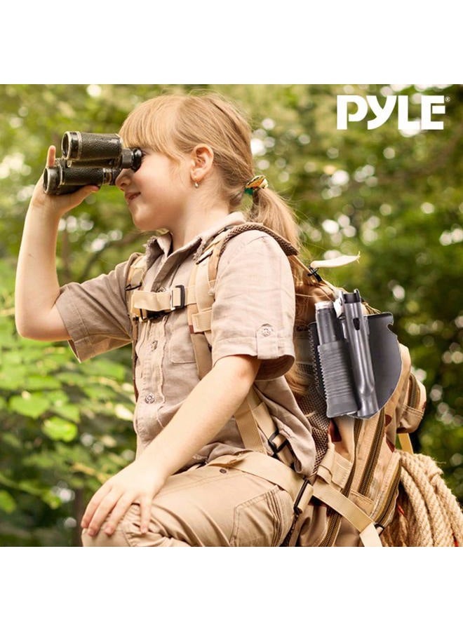 Pyle Heavy-Duty Compact Folding Utility Shovel - High-Carbon Steel w/ 3-Way Folding Design, Multi-Tool for Off Road, Camping, Gardening, Beach, Digging Dirt, etc. w/Carrying Pouch - PyleSport PHMDSH11 - Image 4