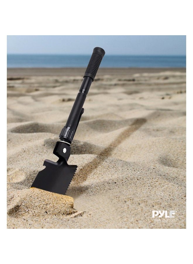 Pyle Heavy-Duty Compact Folding Utility Shovel - High-Carbon Steel w/ 3-Way Folding Design, Multi-Tool for Off Road, Camping, Gardening, Beach, Digging Dirt, etc. w/Carrying Pouch - PyleSport PHMDSH11 - Image 2