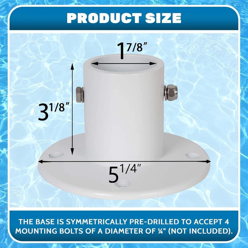 ECOTRIC Deck Anchor Flange Cast Aluminum Above Ground Pool Ladders/Handrails/Slide - 1 7/8” Inch Diameter of 1.9"(1Pc) - Image 2