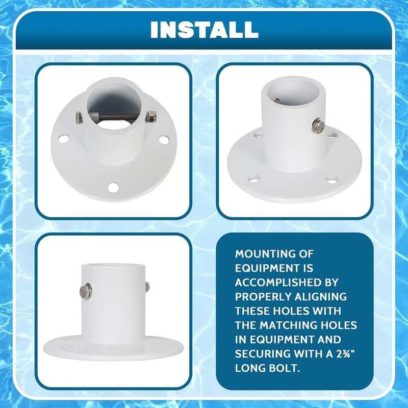 ECOTRIC Deck Anchor Flange Cast Aluminum Above Ground Pool Ladders/Handrails/Slide - 1 7/8” Inch Diameter of 1.9"(1Pc) - Image 4