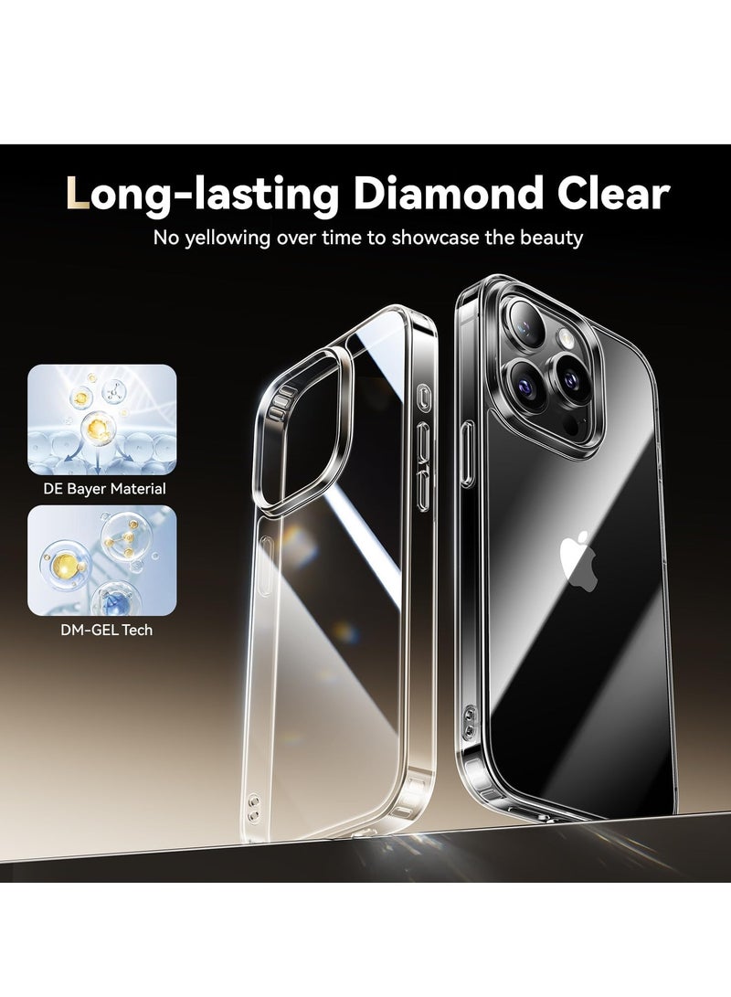 DUSALA Diamond Clear for iPhone 15 Pro  Case with 2X Screen Protector + 2X Camera Lens Protector, [Not Yellowing][Military-Grade Protective] Slim Thin Shockproof Phone Case for iPhone 15 Pro, Clear - Image 2
