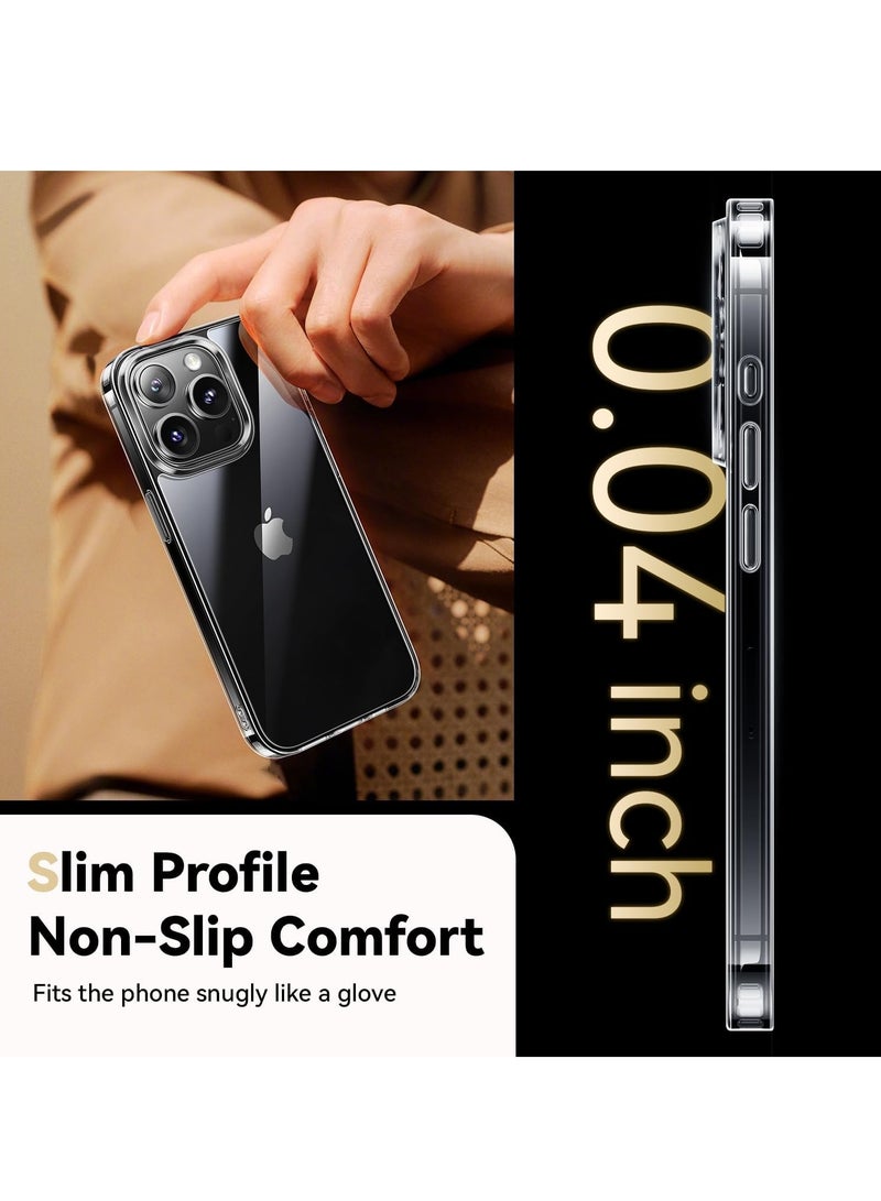 DUSALA Diamond Clear for iPhone 15 Pro  Case with 2X Screen Protector + 2X Camera Lens Protector, [Not Yellowing][Military-Grade Protective] Slim Thin Shockproof Phone Case for iPhone 15 Pro, Clear - Image 5