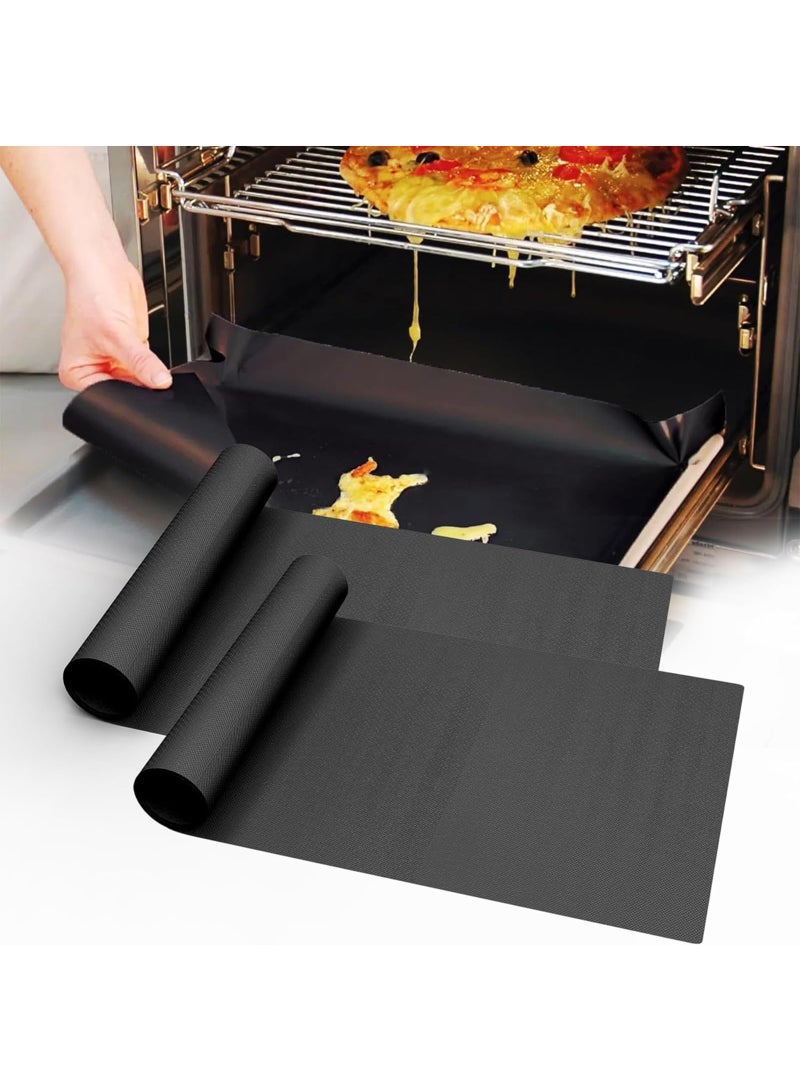 Chabeia 2 Pcs Oven Liners, for Bottom of Electric Gas Oven, Oven Liners BPA and PFOA Free, 40x33 cm Heavy Duty Non Stick Teflon Oven Mats, reusable for Toaster, Convection, Microwave Ovens Grills（Black） - Image 1