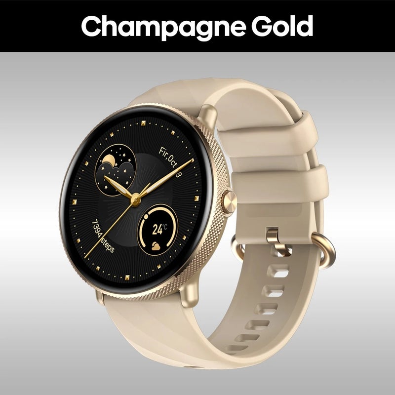 زيبليز ساعة ذكية Zeblaze GTR 3 Pro Amoled Display Make/Answer Phone Calls Smart Watch 316L Stainless Steel Fitness Smartwatch For Men Women, Champagne Gold - Image 1