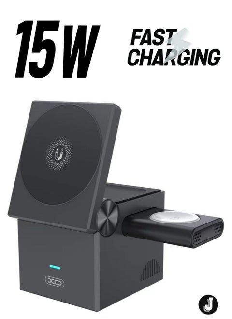"3-in-1 Charging Station – Charge iPhone, Apple Watch, and AirPods Simultaneously, Compact and Space-Saving Design"