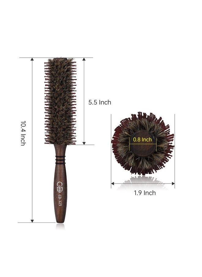 Perfehair Round Boar & Nylon Bristle Hair Brush 1.9 Inch Small Styling Smooth Shine Hairbrush For Blow Drying Curling Men'S And Women'S Short Medium Thin Fine Hair Natural Wooden Handle  - Image 2