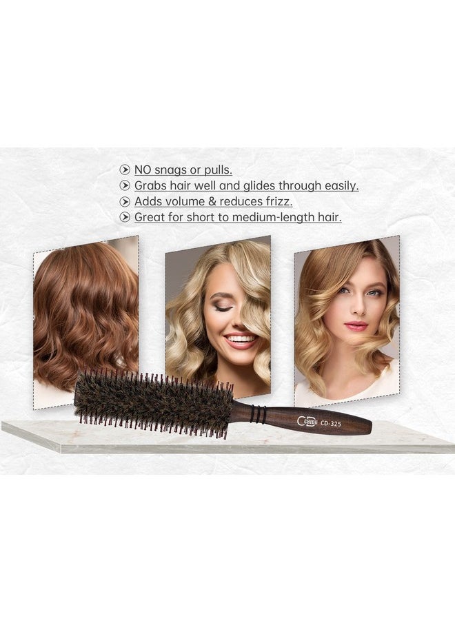 Perfehair Round Boar & Nylon Bristle Hair Brush 1.9 Inch Small Styling Smooth Shine Hairbrush For Blow Drying Curling Men'S And Women'S Short Medium Thin Fine Hair Natural Wooden Handle  - Image 5