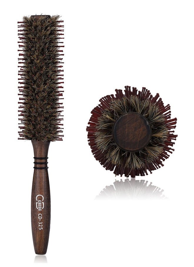 Perfehair Round Boar & Nylon Bristle Hair Brush 1.9 Inch Small Styling Smooth Shine Hairbrush For Blow Drying Curling Men'S And Women'S Short Medium Thin Fine Hair Natural Wooden Handle  - Image 1