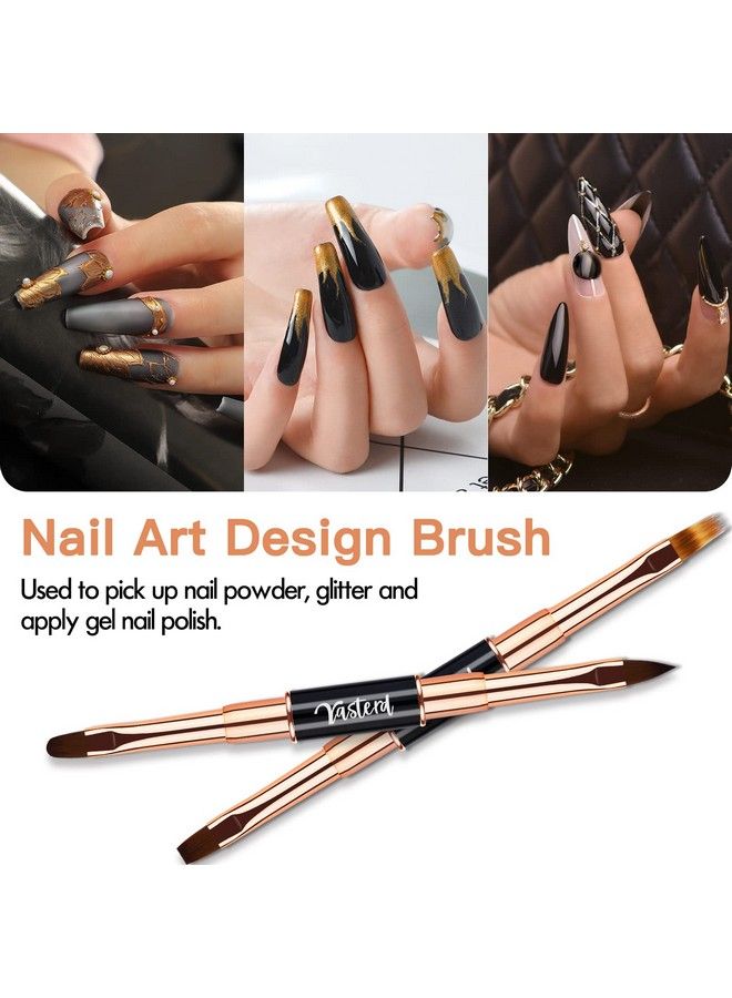 Yasterd Nail Art Brush Set Professional 5Pcs Doubleended Nail Art Brushes For Long Lines Thin Liner Brush For Nails Detail Nail Design Brush Ombre Brush 3D Brush Kits For Gel Polish Acrylic Nail Drawing - Image 5