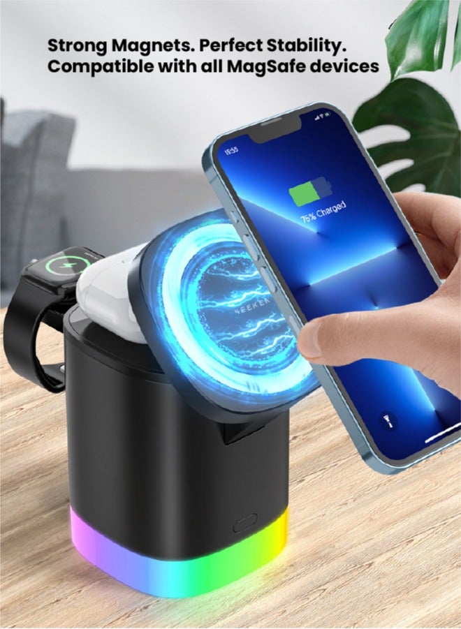 Seeken SEEKEN 3 IN 1 Magpower Charging Station | 3-in-1 Wireless Charging Dock | Magnetic Charger | Wireless Charger | Multi-Device Charger | Premium Design.  - Image 4