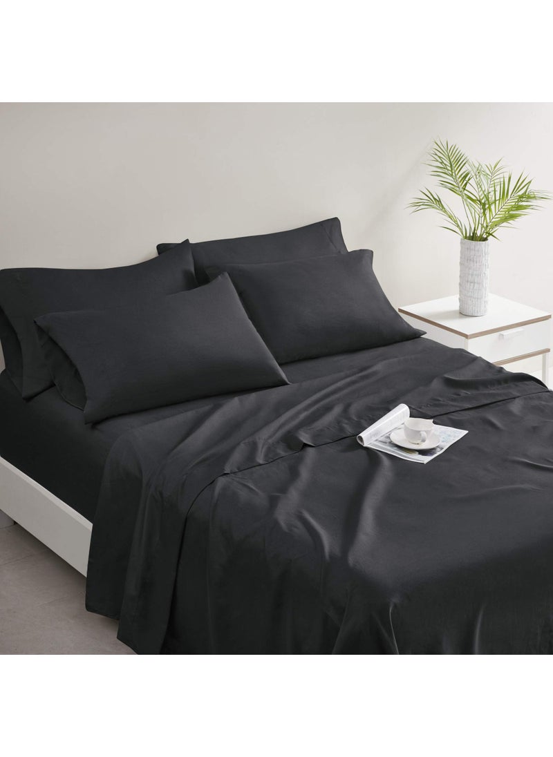 Comfort Spaces Comfort Spaces Microfiber Bed Sheets Set 14 Deep Pocket Wrinkle Resistant All Around Elastic  YearRound Cozy Bedding Sheet Matching Pillow Cases King Black 6 Piece 