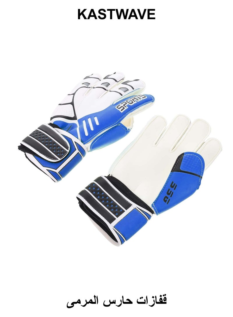 KASTWAVE Children Football Gloves, Kids Youth Football Soccer Goalkeeper Goalie Training Gloves Gear with Strong Grips Palms, Soccer Goalie Goalkeeper Gloves for Kids Boys Children (6# Blue) - Image 1
