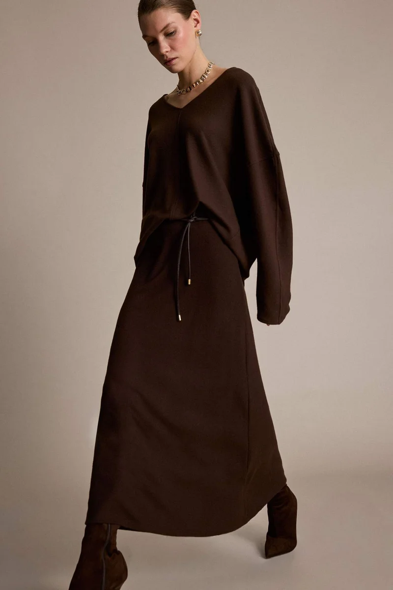 ديفاكتو Normal Waist Midi Knitted Skirt