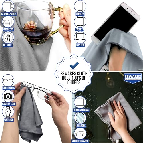 F8WARES 5PK Microfiber Glass Cleaning Cloth for Windows & Mirrors - Thickened Magic Cleaning Cloths and Wipes - Anti Scratch Dusting Cloth for Kitchen,Car,Specs,Laptop,Mobile & Tv Screen Cleaning - Image 3