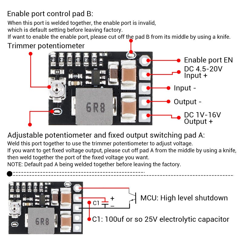 DROK DC 5V Power Converter, 5pcs Mini Voltage Buck Regulator DC 4.5-20V 12V 9V Step Down to 5V Reducer Transformer Board 3A 10W Adjustable Fixed Volt Output Step-Down Power Supply Stabilize - Image 3