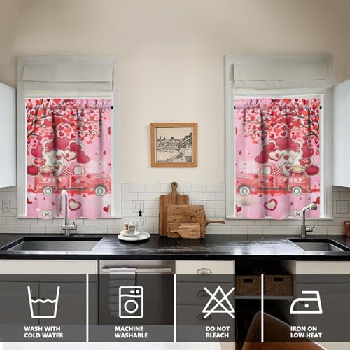 PyreneanHaven Valentines Day Kitchen Curtains Valentines Decorations for Home Valentine Valances Rod Pocket Window Curtains Tier and Valance Set Valentine Decor, 54" x 18" Valance, 27" x 36" Tier, 3 Panel Set - Image 4