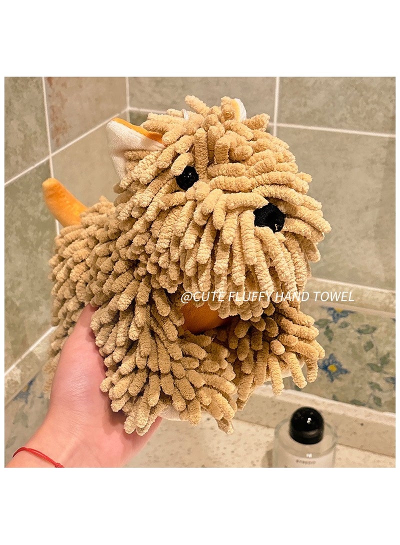 منشفة يد فندي على شكل كلب وست هايلاند - مناشف استحمام ومطبخ شنيلا فائقة النعومة، منشفة زخرفية لامتصاص الرطوبة مع كرة فندي معلقة للحمام، الحوض، أو سطح الطاولة - Image 3
