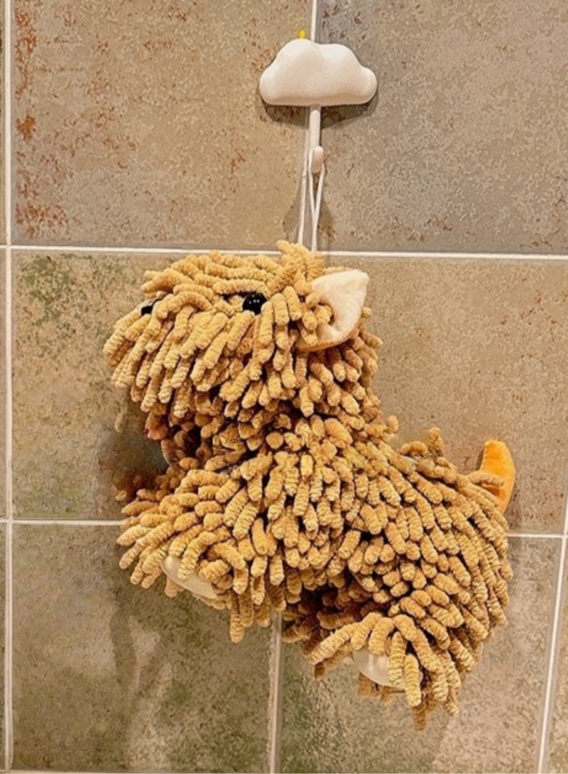 منشفة يد فندي على شكل كلب وست هايلاند - مناشف استحمام ومطبخ شنيلا فائقة النعومة، منشفة زخرفية لامتصاص الرطوبة مع كرة فندي معلقة للحمام، الحوض، أو سطح الطاولة - Image 5