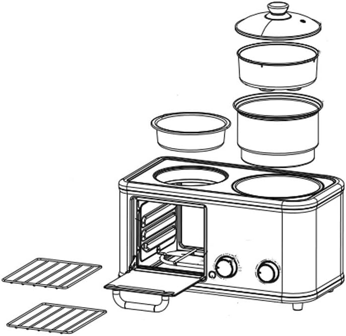windforgecraft Multi-function Breakfast Station, 3-in-1 design Cute pink girl heart Series, Toaster Oven, Griddle Pan, Cooking pot, Removable bread Tray, Timer Control - Image 3